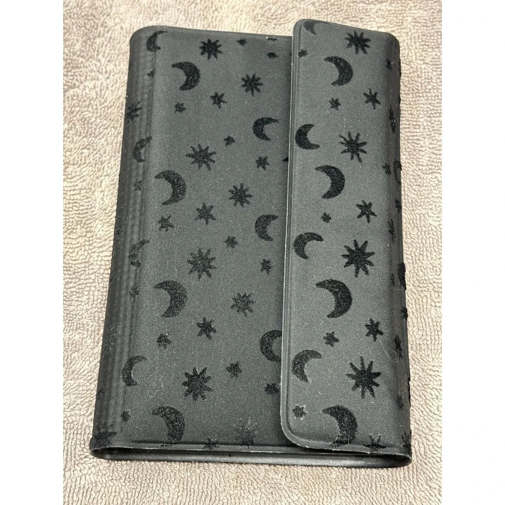 Vtg Black Celestial Moon Stars Planner Cover Organizer Agenda Binder Folio Case